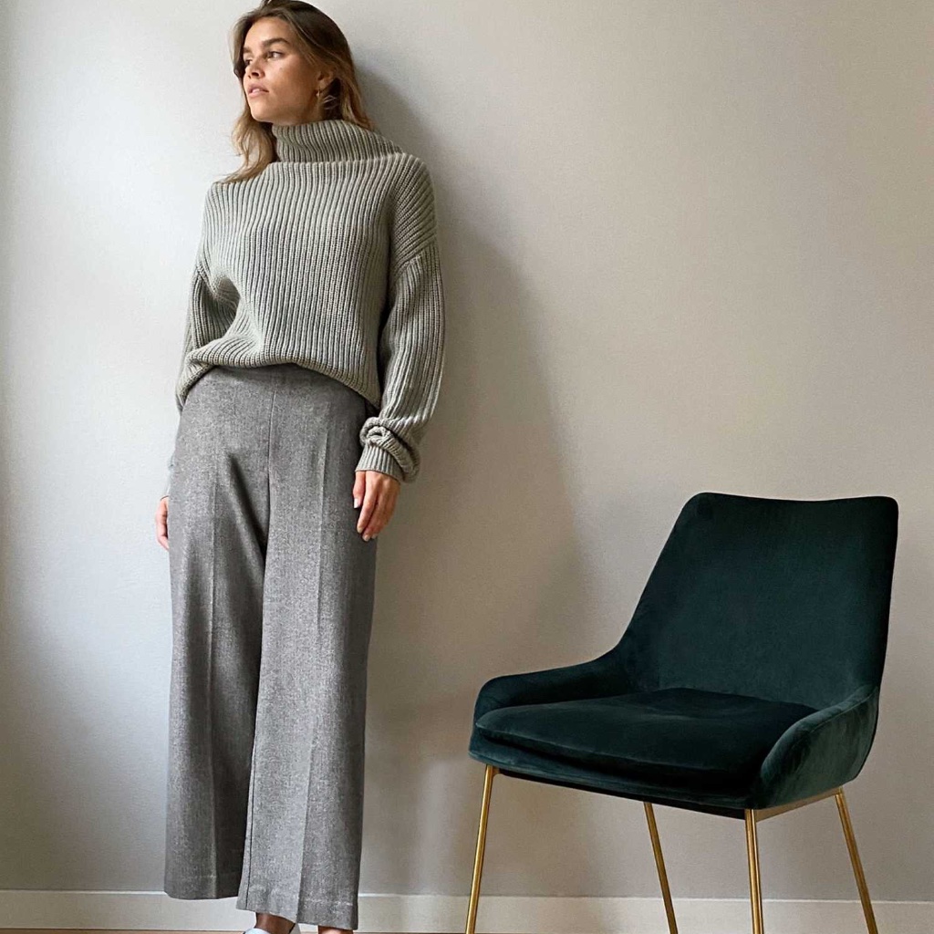 Aritzia Wilfredeasy Pantdark Grey Herringbone